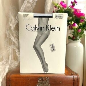 Vintage Calvin Klein Infinite Sheer Control Top Pantyhose Almost Black Sz A NIB